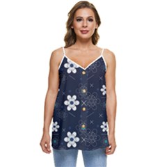 Flowers Pattern Pattern Flower Texture Casual Spaghetti Strap Chiffon Top by Ndabl3x
