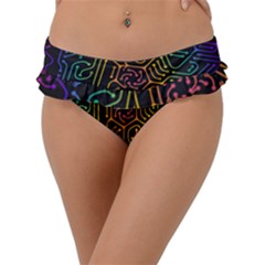 Circuit Hexagonal Geometric Pattern Background Pattern Frill Bikini Bottoms by Ndabl3x