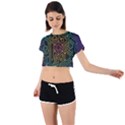 Circuit Hexagonal Geometric Pattern Background Pattern Tie Back Short Sleeve Crop Tee View1