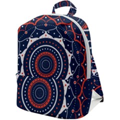 Mandala Orange Navy Zip Up Backpack by Ndabl3x