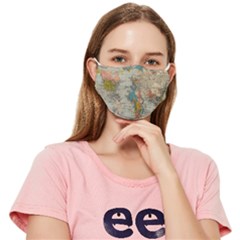 Vintage World Map Fitted Cloth Face Mask (adult) by Cowasu
