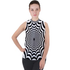 Spider Web Hypnotic Mock Neck Chiffon Sleeveless Top by Amaryn4rt