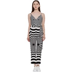 Spider Web Hypnotic V-neck Spaghetti Strap Tie Front Jumpsuit by Amaryn4rt