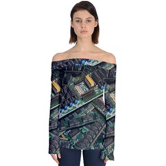 Computer Ram Tech - Off Shoulder Long Sleeve Top by Amaryn4rt
