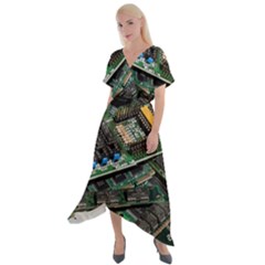 Computer Ram Tech - Cross Front Sharkbite Hem Maxi Dress by Amaryn4rt