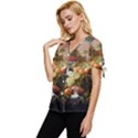 Abundance Of Fruit Severin Roesen Bow Sleeve Button Up Top View2