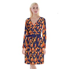 Space Patterns Pattern Long Sleeve Velvet Front Wrap Dress by Amaryn4rt