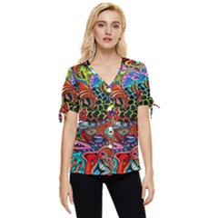 Vector Art Pattern - Bow Sleeve Button Up Top by Amaryn4rt