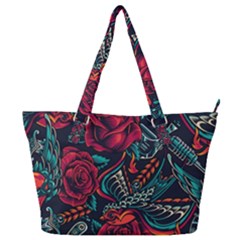 Vintage Flash Tattoos Designs Seamless Pattern Full Print Shoulder Bag by Amaryn4rt