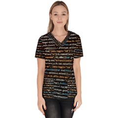 Close Up Code Coding Computer Women s V-neck Scrub Top by Amaryn4rt