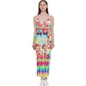 Pattern Decorated Schoolbus Tie Dye V-Neck Spaghetti Strap Tie Front Jumpsuit View1