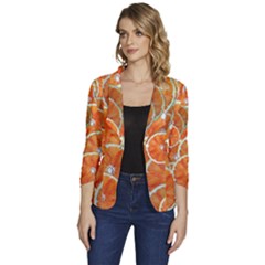 Oranges Background Texture Pattern Women s One-button 3/4 Sleeve Short Jacket by Simbadda