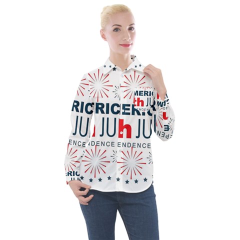 Independence Day Usa Women s Long Sleeve Pocket Shirt by Ravend