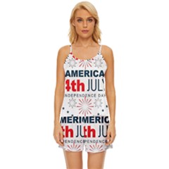 Independence Day Usa Satin Pajama Short Set by Ravend