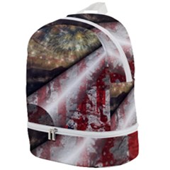 Independence Day Background Abstract Grunge American Flag Zip Bottom Backpack by Ravend