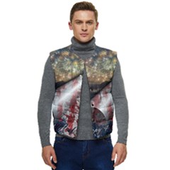 Independence Day Background Abstract Grunge American Flag Men s Short Button Up Puffer Vest	 by Ravend
