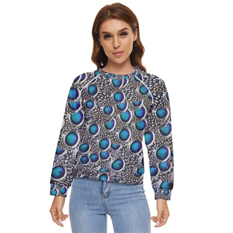 Peacock Pattern Close Up Plumage Women s Long Sleeve Raglan Tee by Celenk