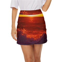 Sea Beach Sunset Sunrise Twilight Mini Front Wrap Skirt by Vaneshop