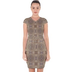Abstract Wood Design Floor Texture Capsleeve Drawstring Dress  by Celenk