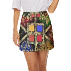 Acrylic Abstract Art Design  Mini Front Wrap Skirt by Rbudhiya