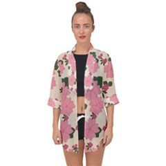 Floral Vintage Flowers Open Front Chiffon Kimono by Dutashop