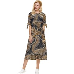 Dragon Pentagram Bow Sleeve Chiffon Midi Dress by Amaryn4rt