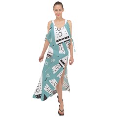 Cute-seamless-pattern-with-rocket-planets-stars Maxi Chiffon Cover Up Dress by uniart180623