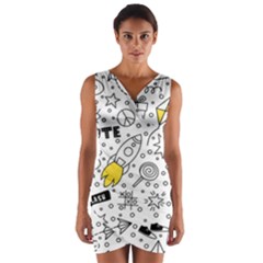 Set-cute-colorful-doodle-hand-drawing Wrap Front Bodycon Dress by uniart180623