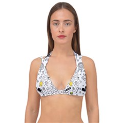 Set-cute-colorful-doodle-hand-drawing Double Strap Halter Bikini Top by uniart180623