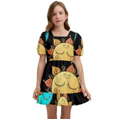 Seamless-pattern-with-sun-moon-children Kids  Short Sleeve Dolly Dress by uniart180623
