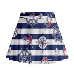 Seamless-marine-pattern Mini Flare Skirt by uniart180623