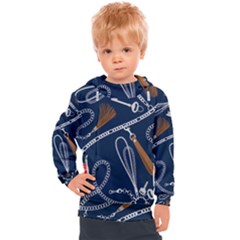 Chains-seamless-pattern Kids  Hooded Pullover by uniart180623