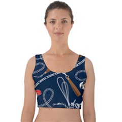 Chains-seamless-pattern Velvet Crop Top by uniart180623