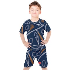 Chains-seamless-pattern Kids  Tee And Shorts Set by uniart180623