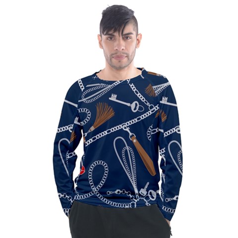 Chains-seamless-pattern Men s Long Sleeve Raglan Tee by uniart180623