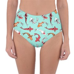 Pattern-with-koi-fishes Reversible High-waist Bikini Bottoms by uniart180623