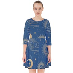 Seamless-galaxy-pattern Smock Dress by uniart180623