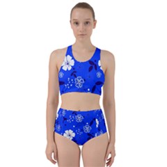 Blooming-seamless-pattern-blue-colors Racer Back Bikini Set by uniart180623