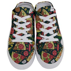 Vector-seamless-pizza-slice-pattern-hand-drawn-pizza-illustration-great-pizzeria-menu-background Half Slippers by uniart180623