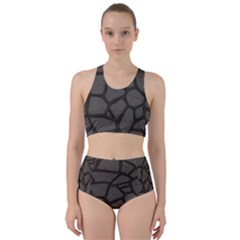 Cartoon-gray-stone-seamless-background-texture-pattern Racer Back Bikini Set by uniart180623