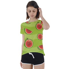 Seamless-background-with-watermelon-slices Short Sleeve Open Back Tee by uniart180623