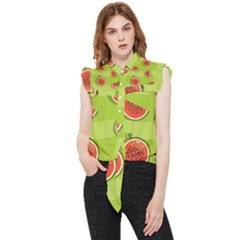Seamless-background-with-watermelon-slices Frill Detail Shirt by uniart180623