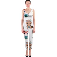 Cute-cartoon-boho-animals-seamless-pattern One Piece Catsuit by uniart180623