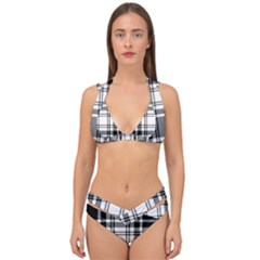 Pixel-background-design-modern-seamless-pattern-plaid-square-texture-fabric-tartan-scottish-textile- Double Strap Halter Bikini Set by uniart180623