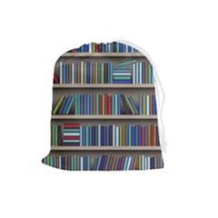 Bookshelf Drawstring Pouch (large) by uniart180623