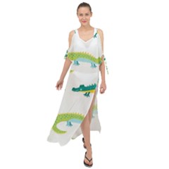 Cute-cartoon-alligator-kids-seamless-pattern-with-green-nahd-drawn-crocodiles Maxi Chiffon Cover Up Dress by uniart180623