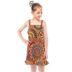 Bright-seamless-pattern-with-paisley-mehndi-elements-hand-drawn-wallpaper-with-floral-traditional Kids  Overall Dress by uniart180623