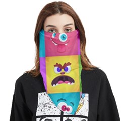 Monsters-emotions-scary-faces-masks-with-mouth-eyes-aliens-monsters-emoticon-set Face Covering Bandana (triangle) by uniart180623