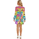 Monsters-emotions-scary-faces-masks-with-mouth-eyes-aliens-monsters-emoticon-set Long Sleeve Waist Tie Ruffle Velvet Dress View4