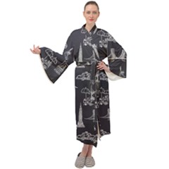 New York City Nyc Pattern Maxi Velvet Kimono by uniart180623